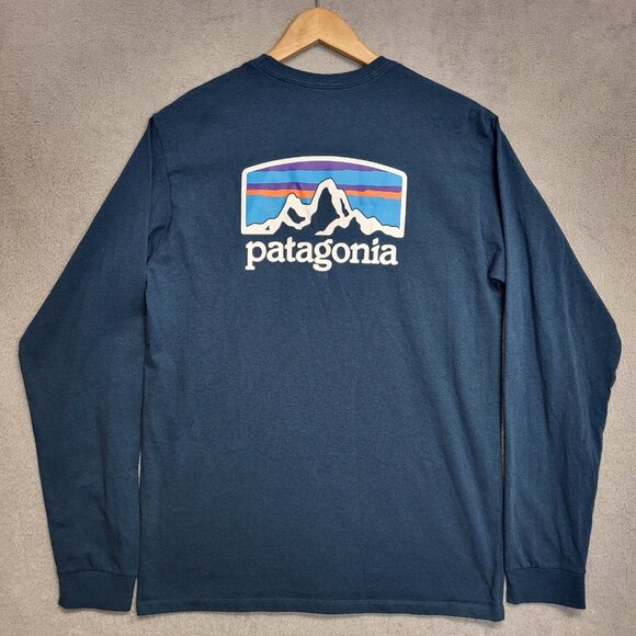Patagonia Shirt Mens Small Responsibili-Tee Regular Fit Logo Graphic Long Sleeve - Picture 1 of 10